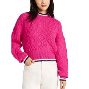 Mother the mock jumper crop bright pink small NWOT
